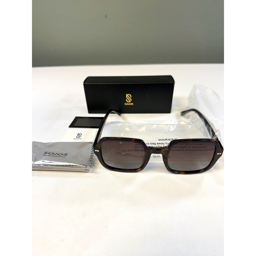 NEW SOJOS Retro Square Polarized Sunglasses Tortoise Frame Gradient Lens SJ2226